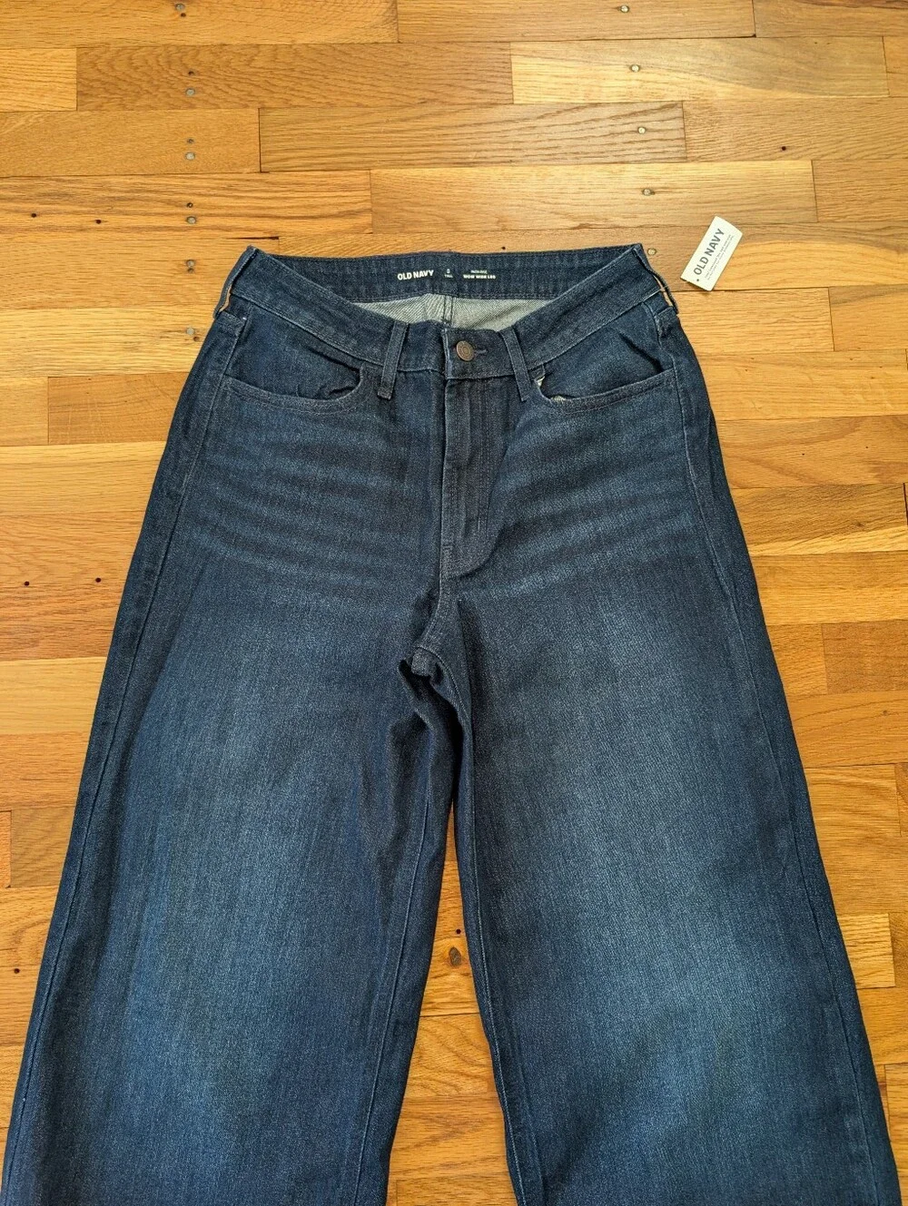 NWT Old Navy High-Rise WOW Wide-Leg Dark Blue Jeans-Tall - Picture 3 of 6